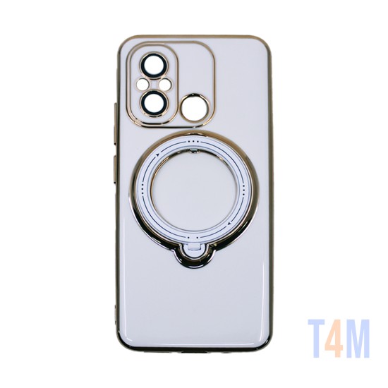 Hard Silicone Case with Camera Shield and Support Ring for Xiaomi Redmi 12c White